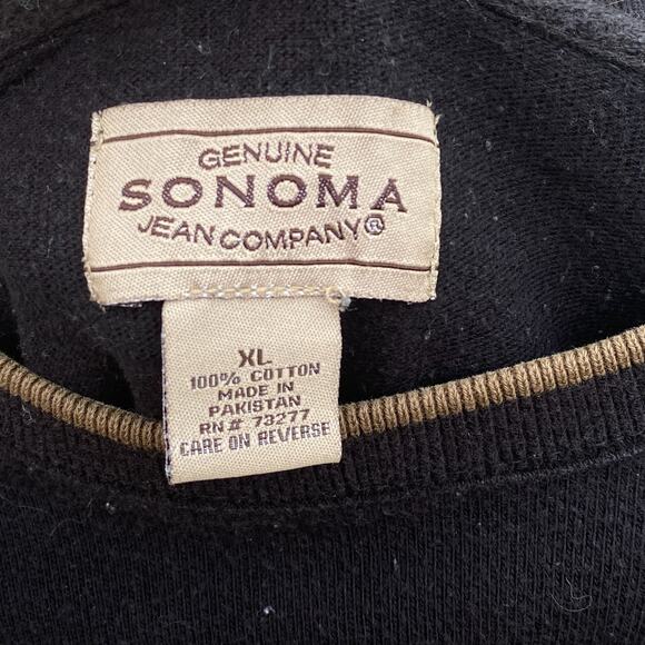 Sonoma Jean Company black khaki striped sweatshirt Size XL - Picture 3 of 4